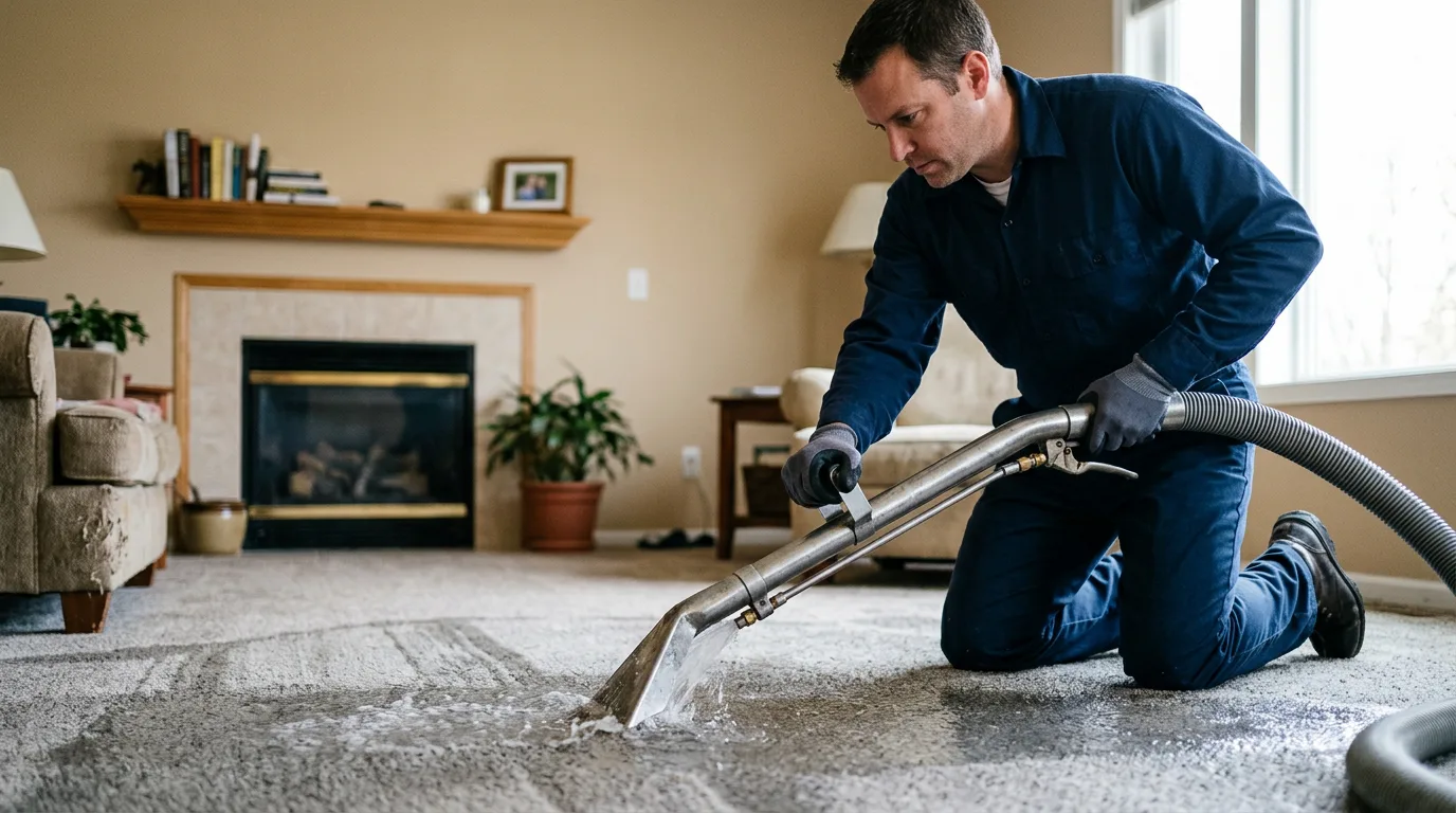 Water damage restoration technician working near Perham, MN